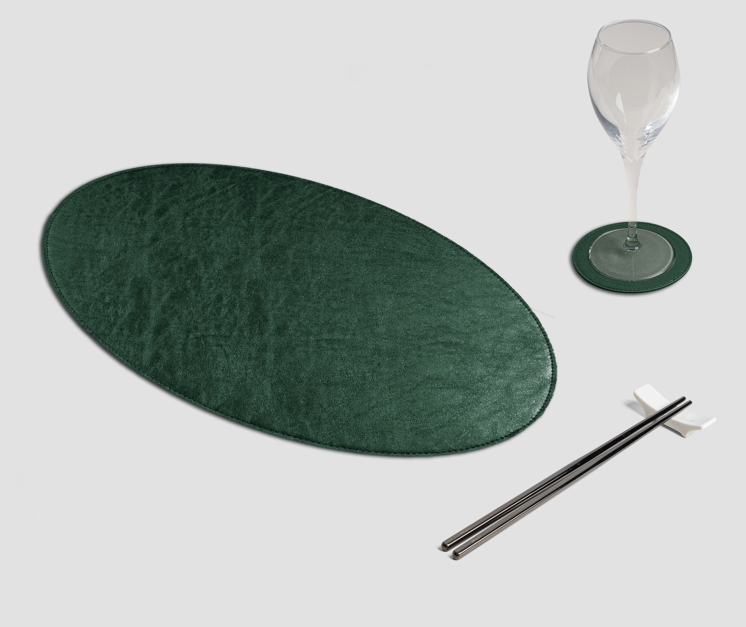 Wosde - La tovaglietta professionale personalizzata Wosde Mantel individual ovalado de metal verde bosque