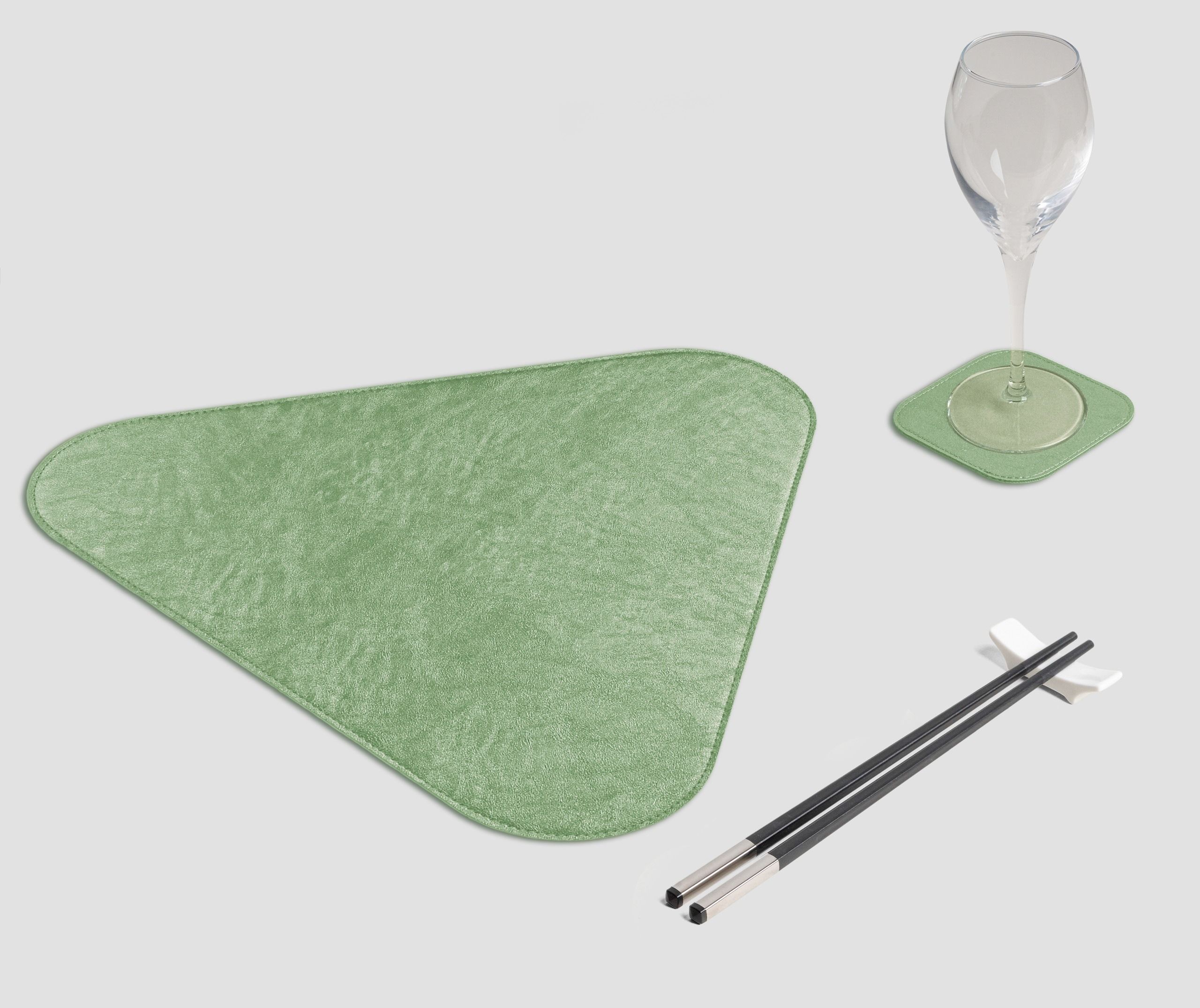 Wosde - La tovaglietta professionale personalizzata Wosde Mantel individual triangular de metal verde claro